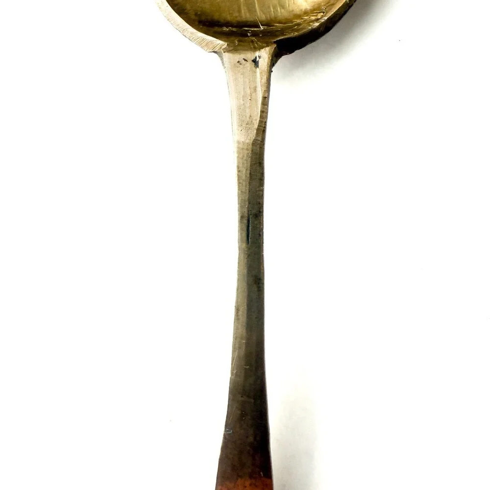 Vintage Hand Forged Brass Spoons Pair - Rustic‎ Primitive Farmhouse Kitchenware